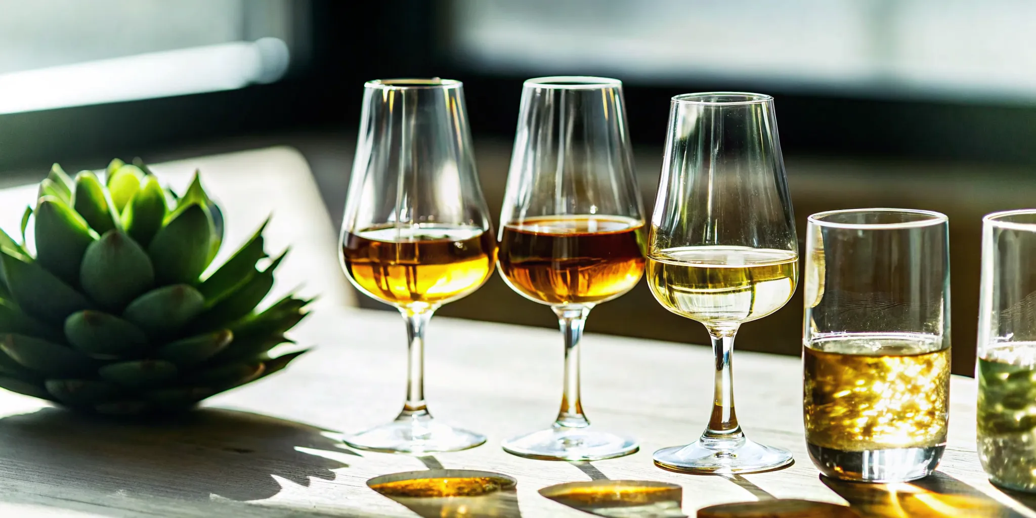 Different tequila glassware styles arranged side by side for comparison
