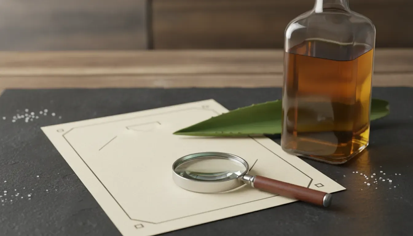 Tequila bottle and certification paperwork for checking organic claims
