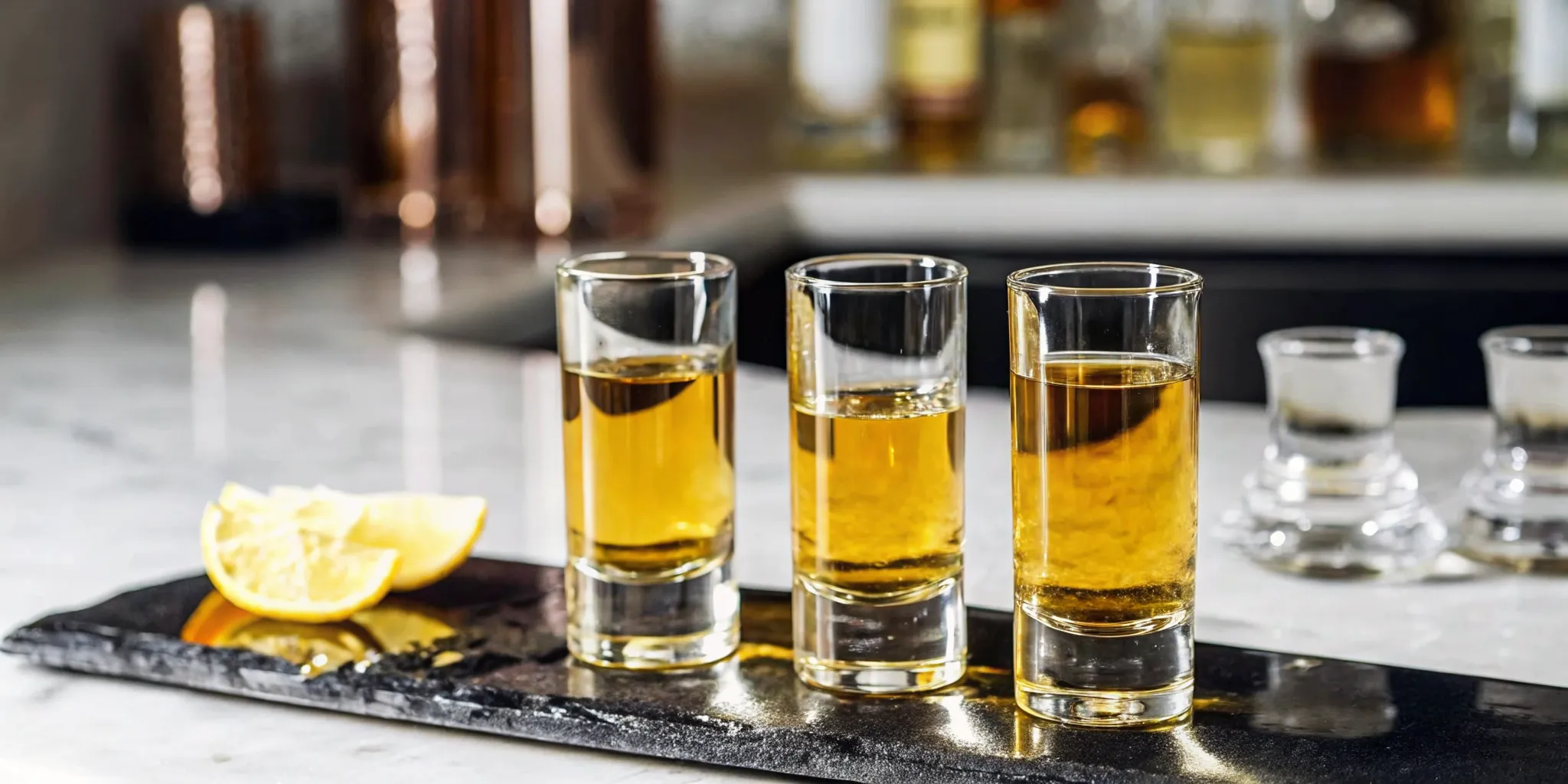 Blanco, reposado, and anejo tasting flight for a tequila collection