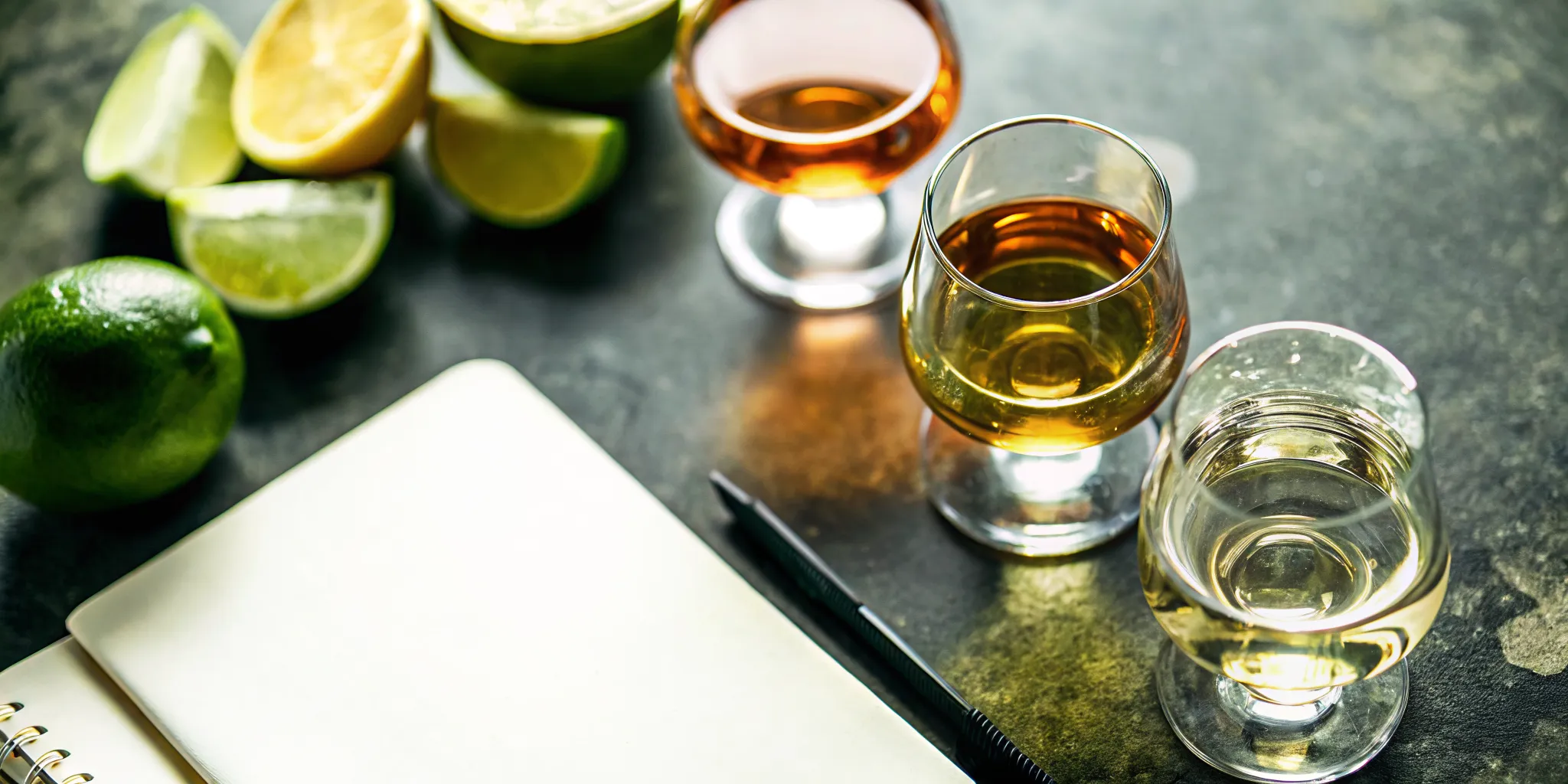 Four-glass tequila tasting at home flight arranged for side-by-side comparison