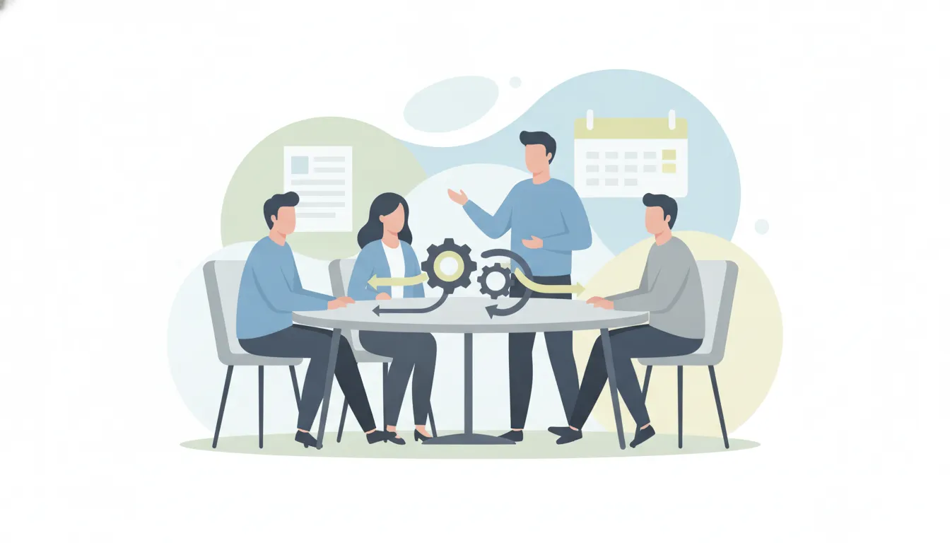 B2B finance team reviewing a cash flow process