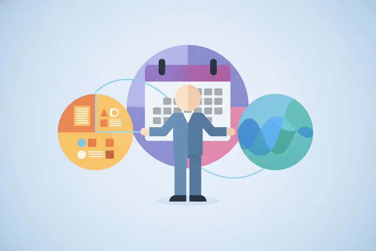 Vector illustration connecting receivables status with a business cash forecast