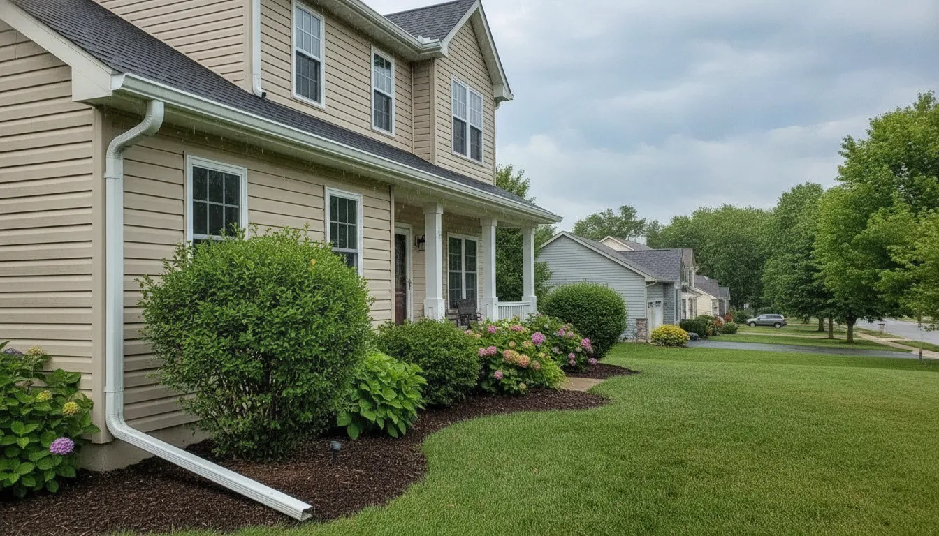 Minnesota home gutters directing rainwater away from the foundation