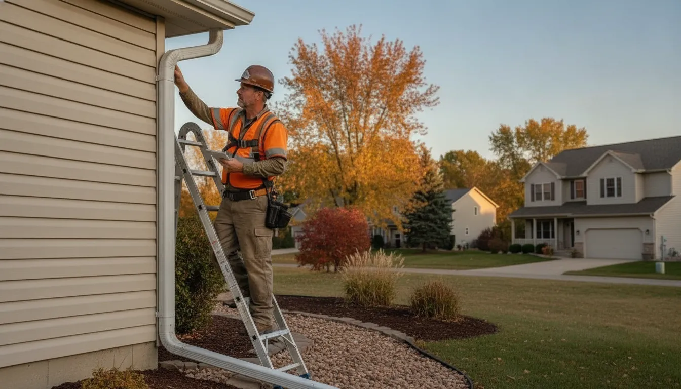 Professional gutter inspection on a Minnesota home