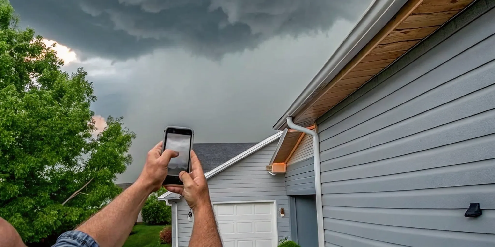 Minnesota homeowner documenting possible hail damage from the ground