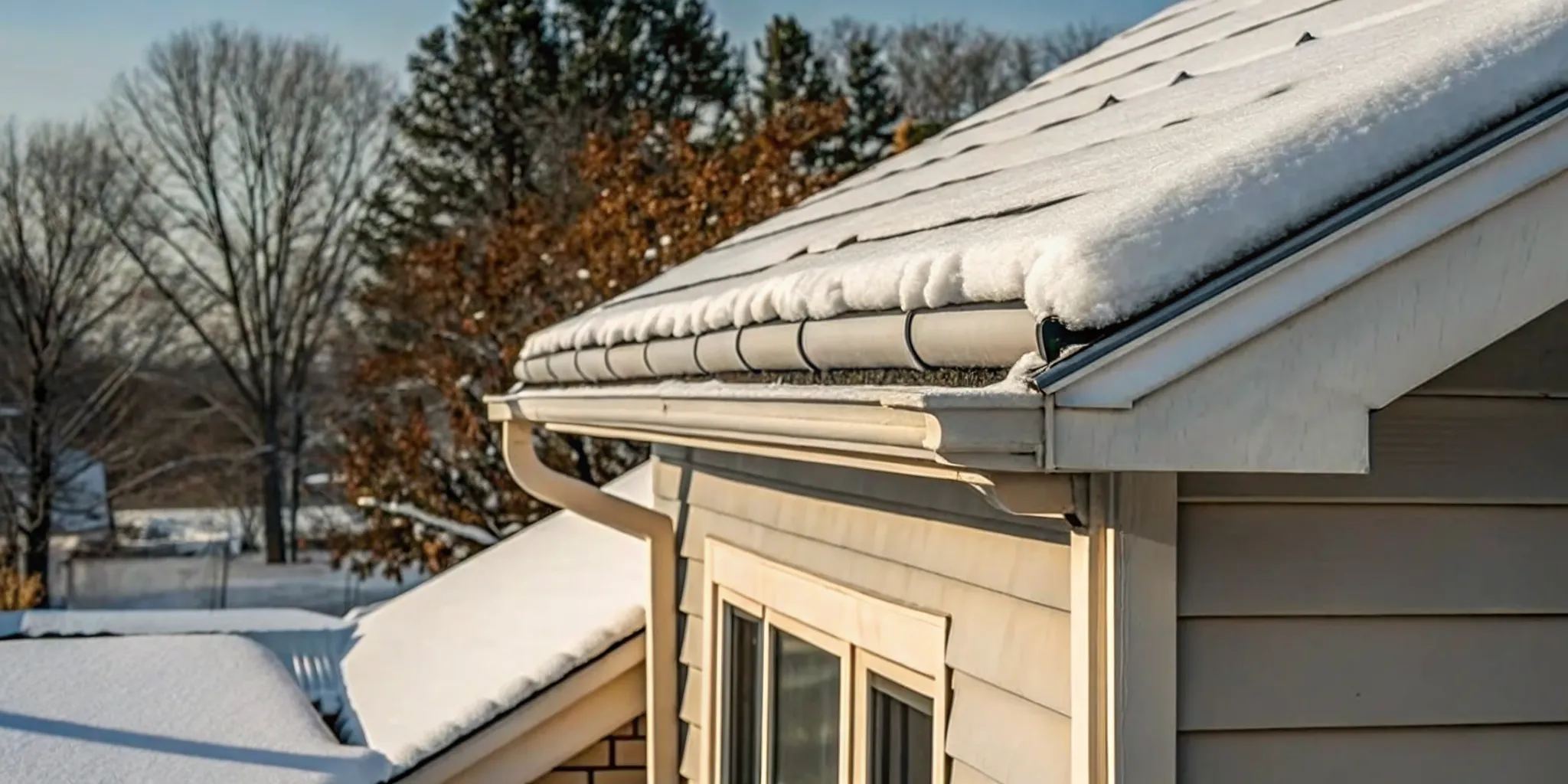 Roof vent inspection on a snow-covered Minnesota home