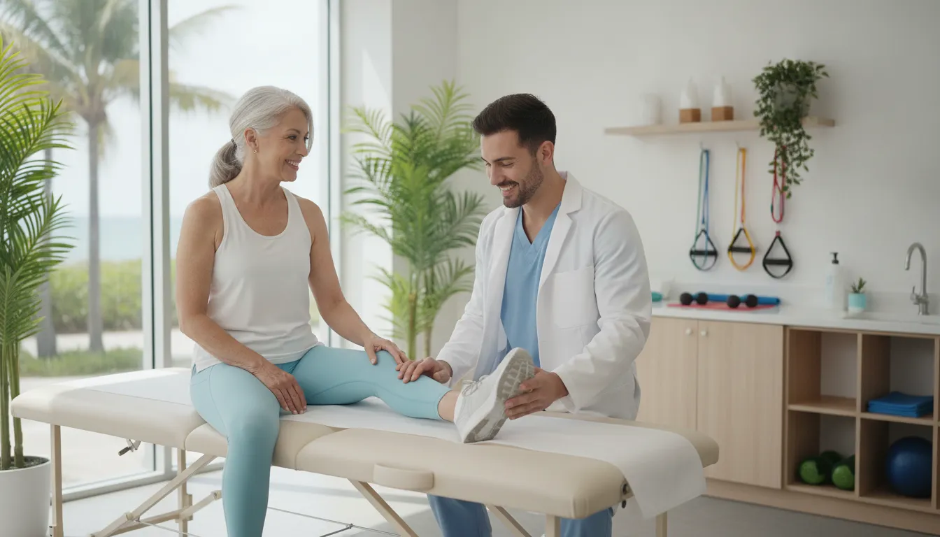 Clinician evaluating a patient with chronic ankle pain