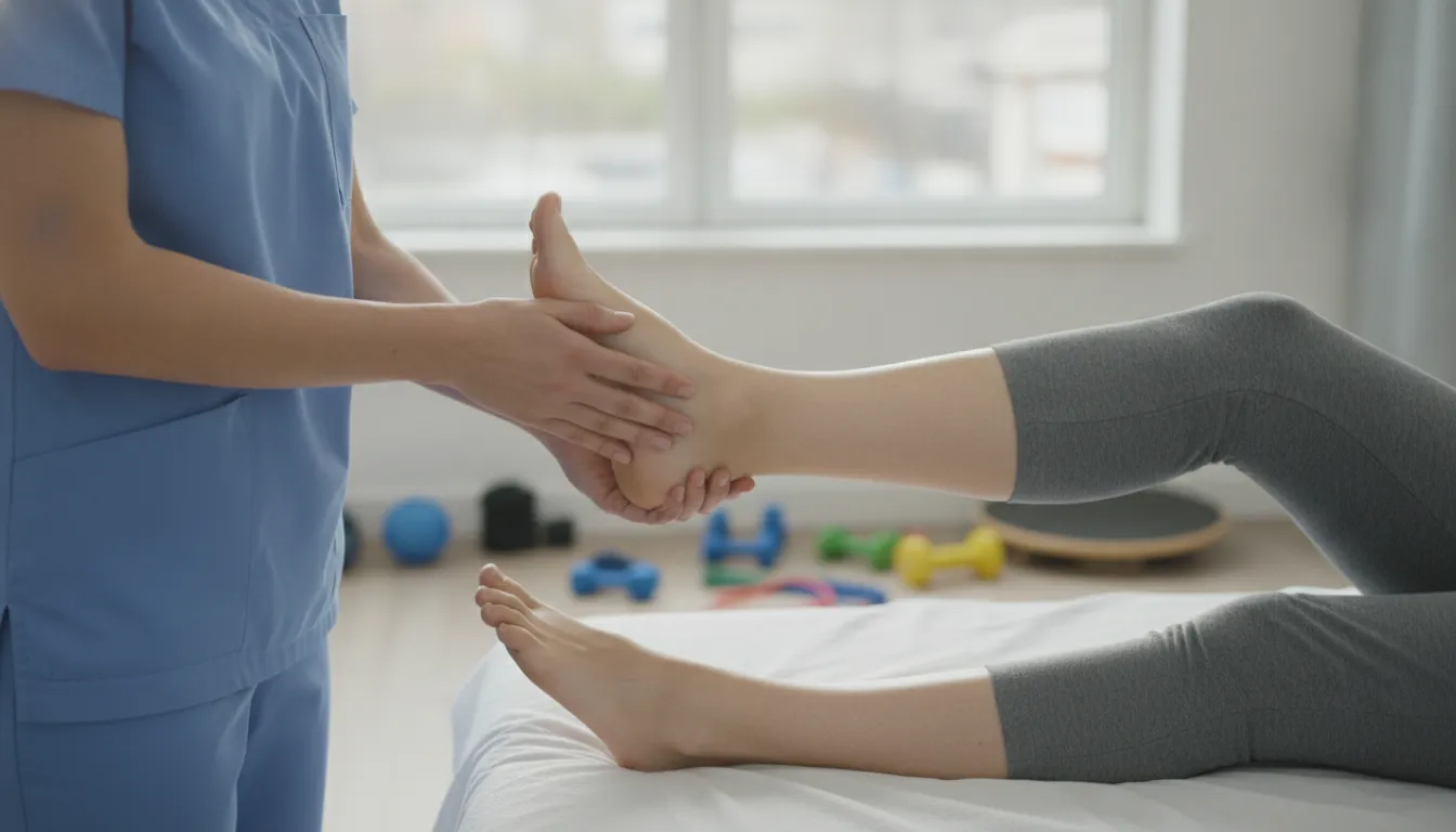 Patient performing supervised ankle rehabilitation exercises