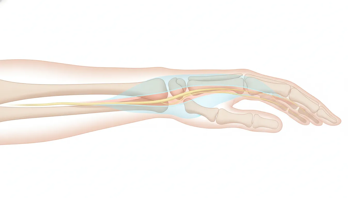 Carpal tunnel anatomy and median nerve illustration