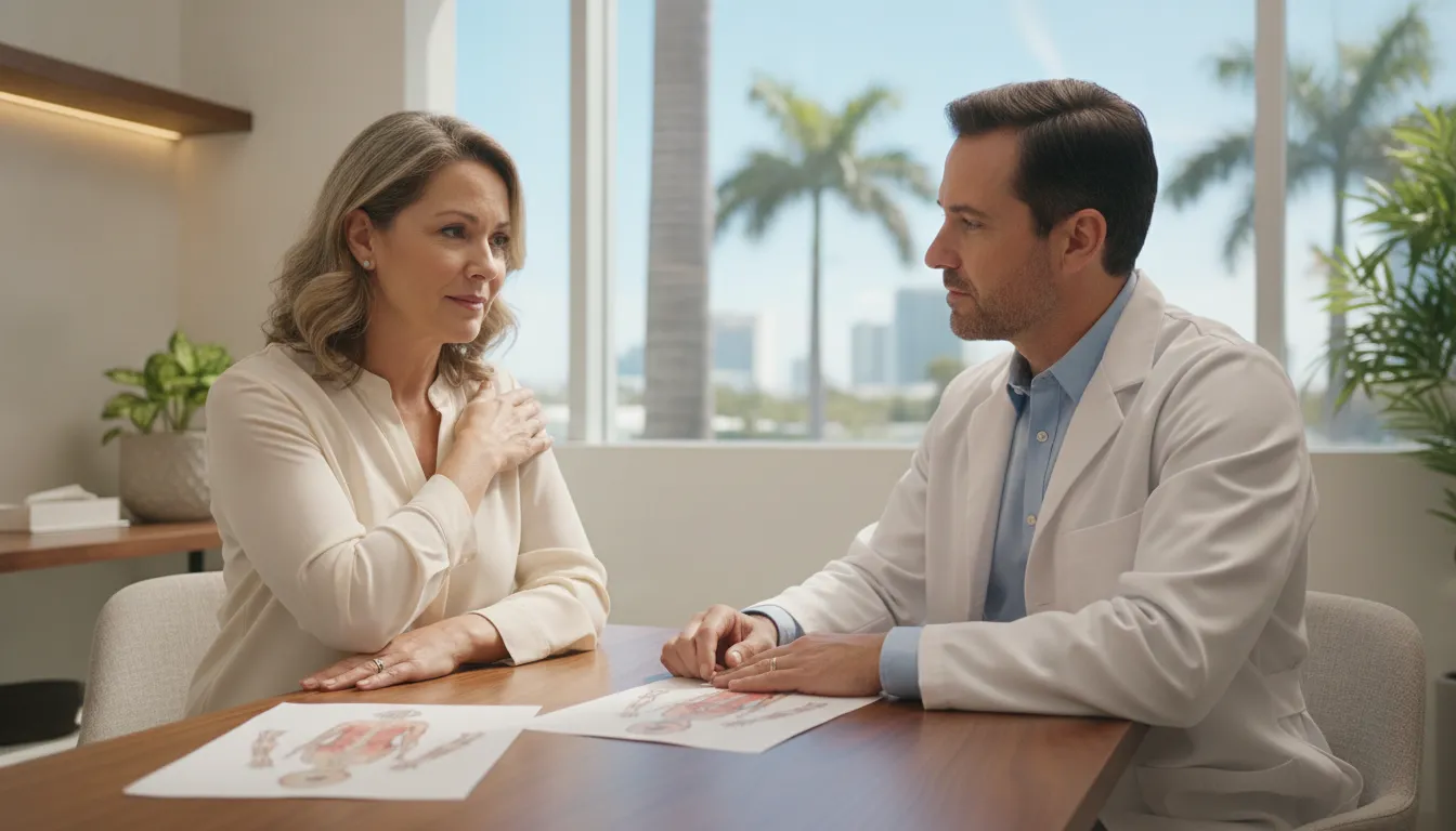 Physician discussing regenerative medicine for fibromyalgia with a patient