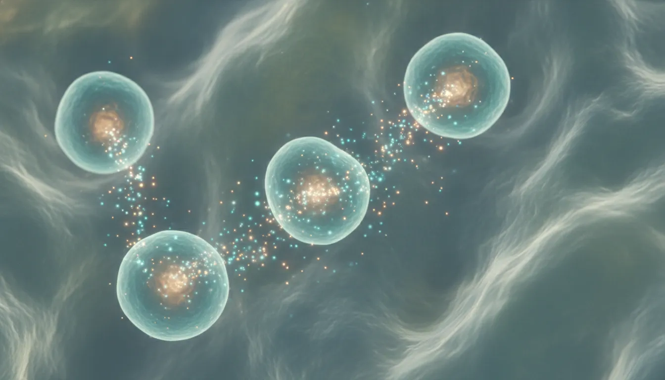 Cells sending signaling particles through tissue