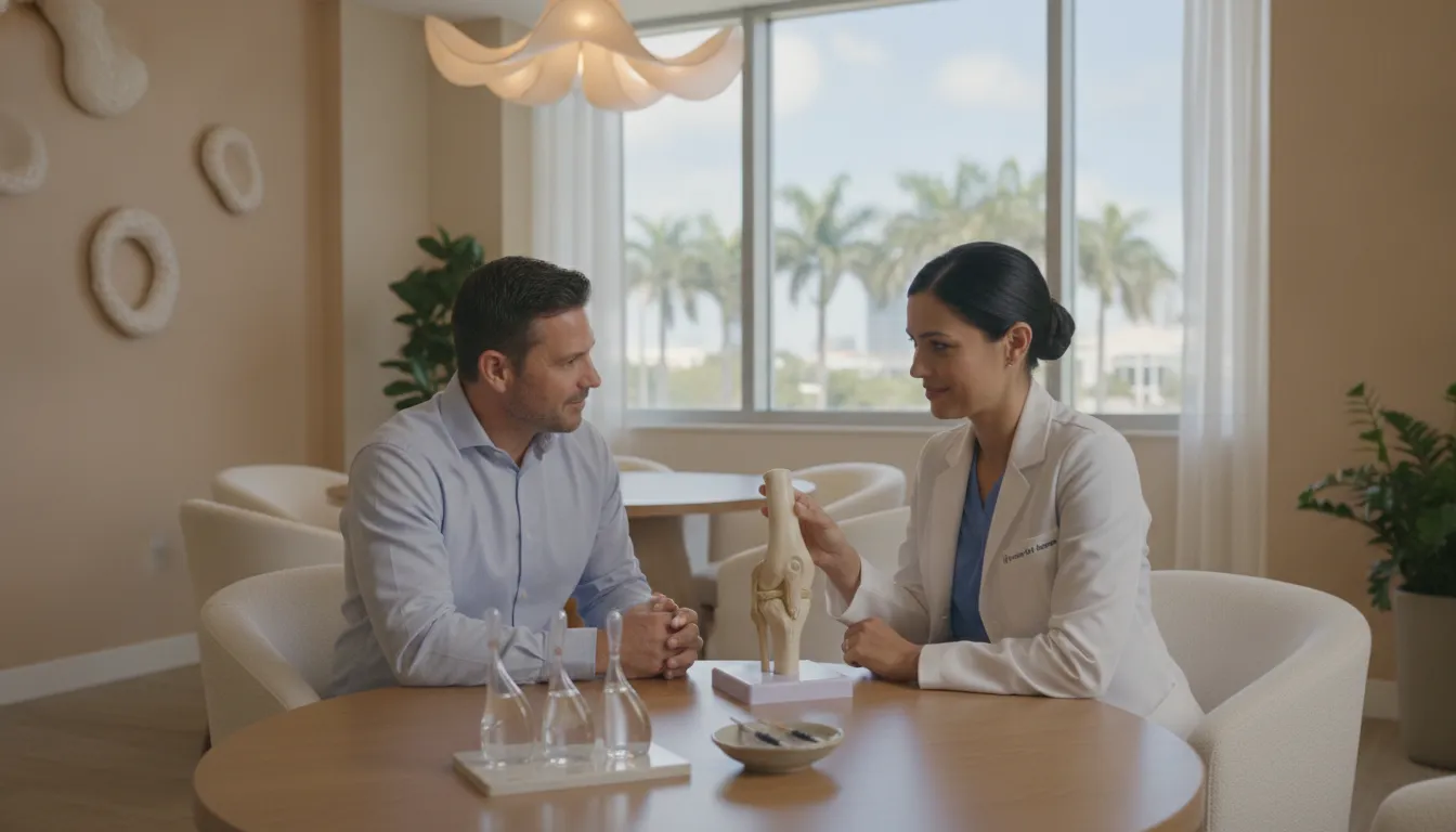 Regenerative medicine consultation for knee treatment in a Miami clinic