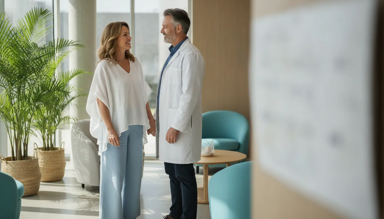 Patient consulting with a physician in a bright Miami clinic