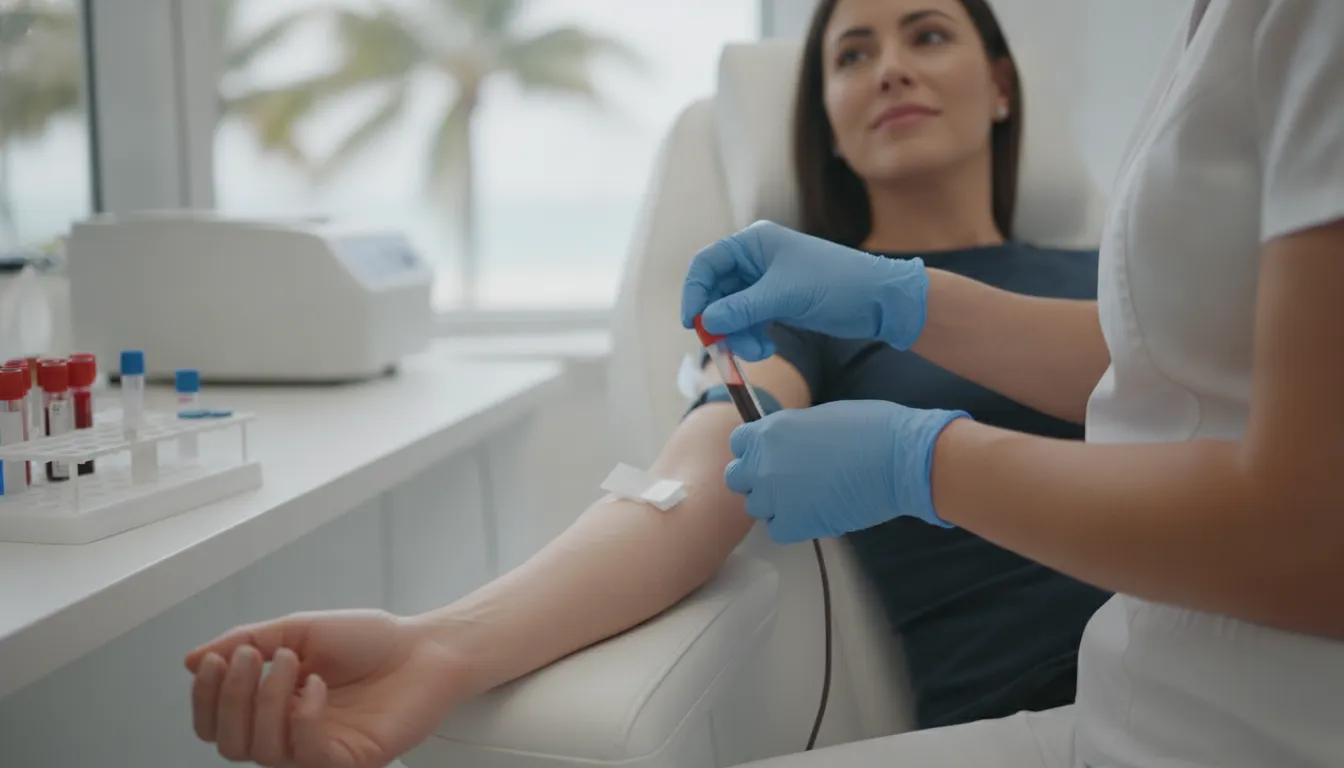 Medical professional drawing blood for PRP preparation in a Miami clinic