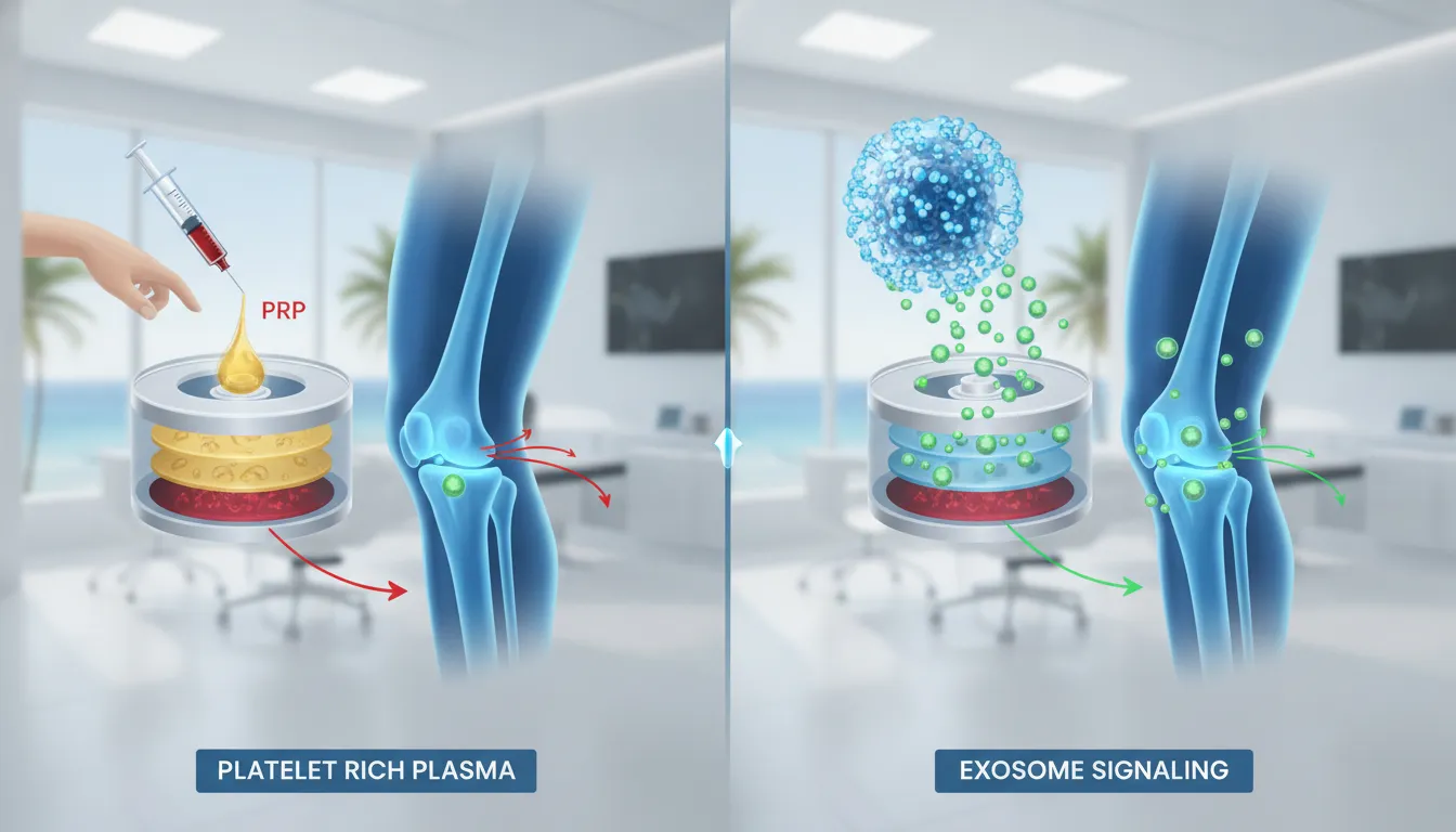 Comparison of PRP and exosome signaling for joint pain treatment
