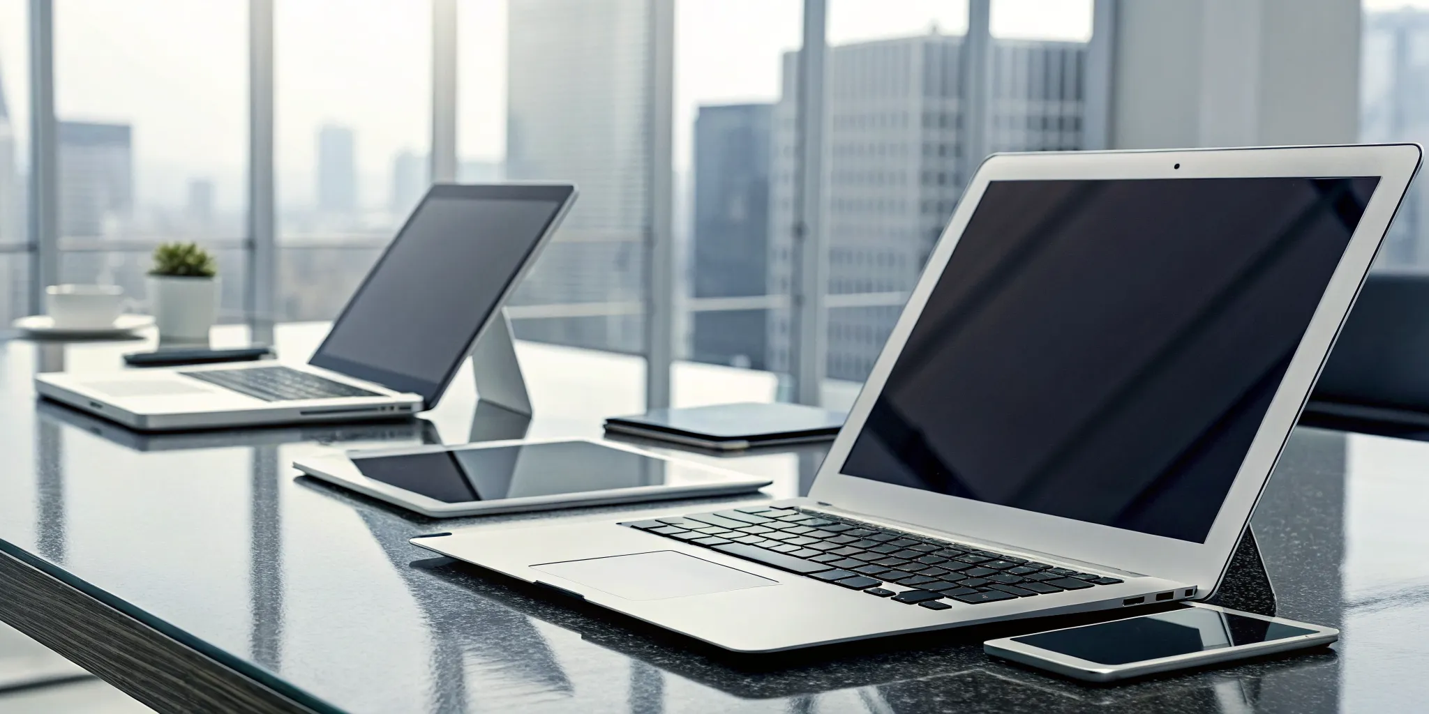 Choosing the right employee newsletter platform on a laptop and phone.