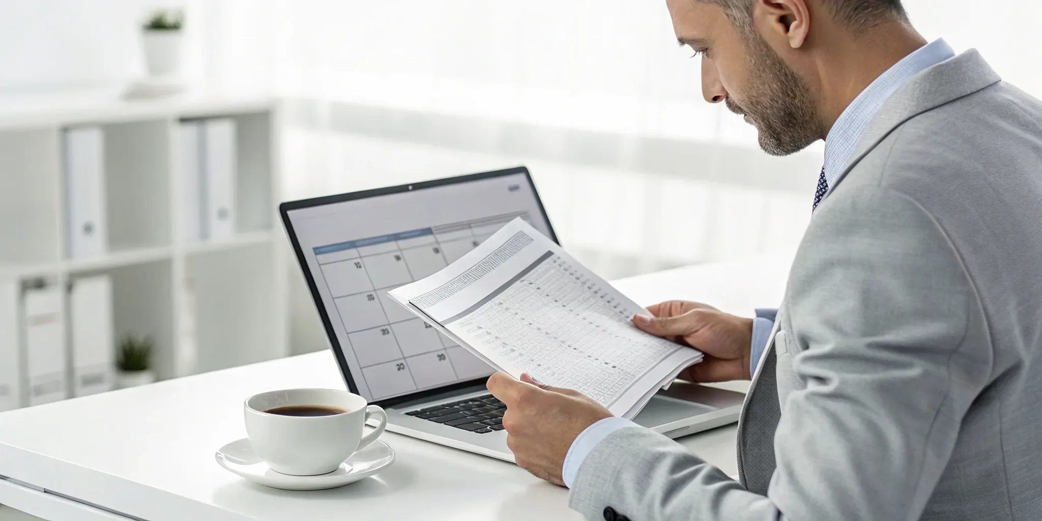 Scaling newsletter operations by reviewing performance data and planning content on a laptop.