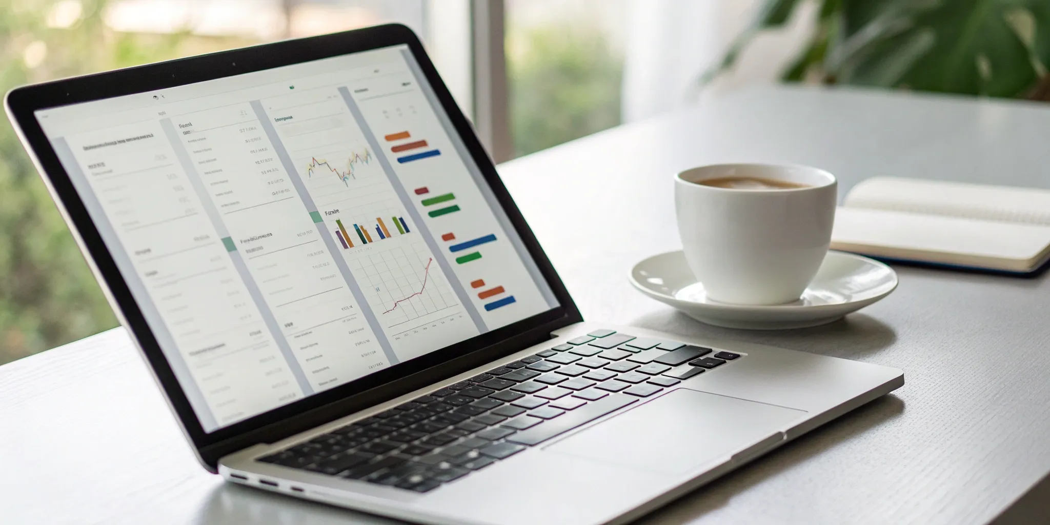 Laptop with an analytics dashboard for scaling newsletter production for clients.