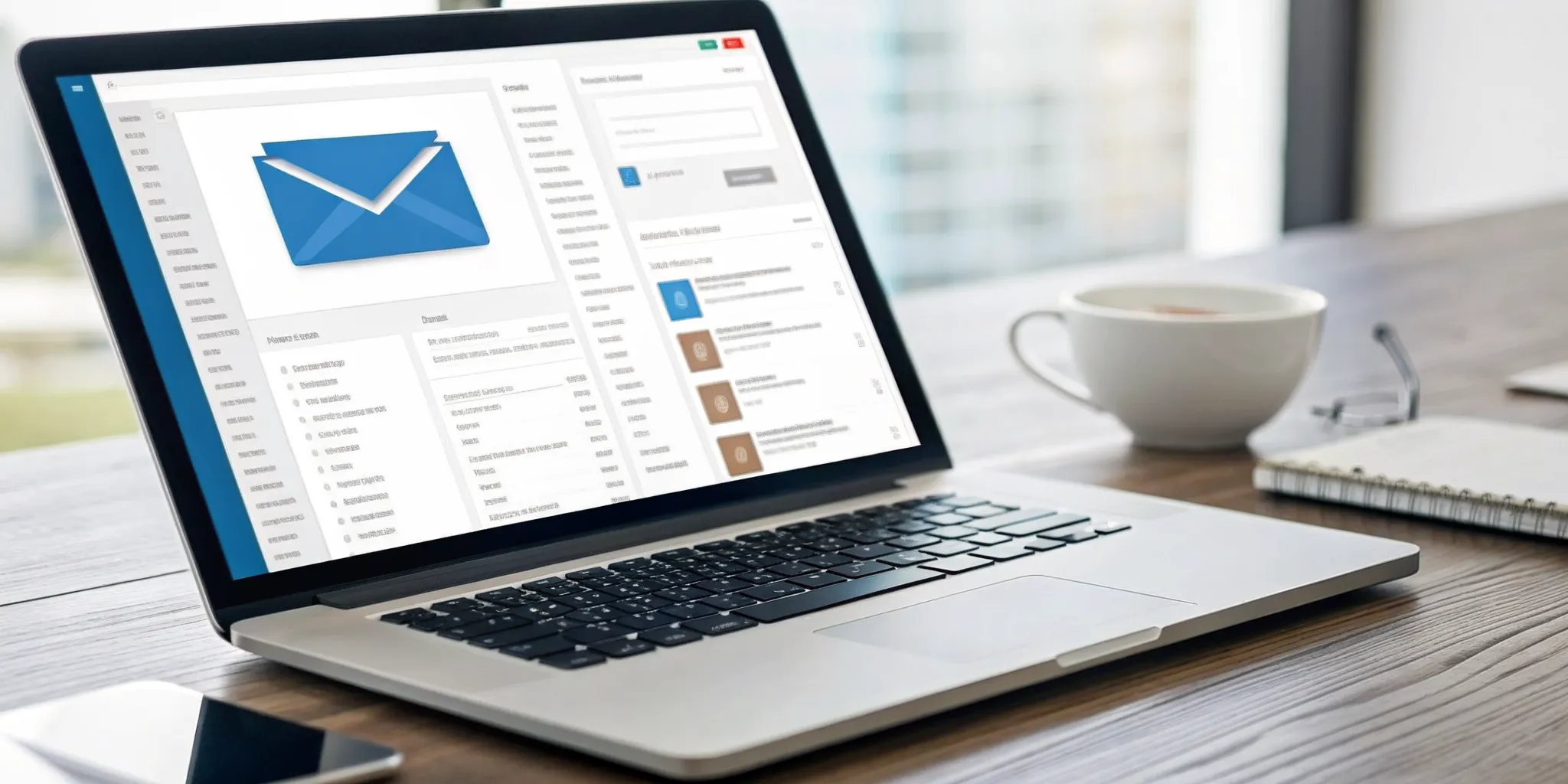 Laptop displaying the user interface for an email design system.