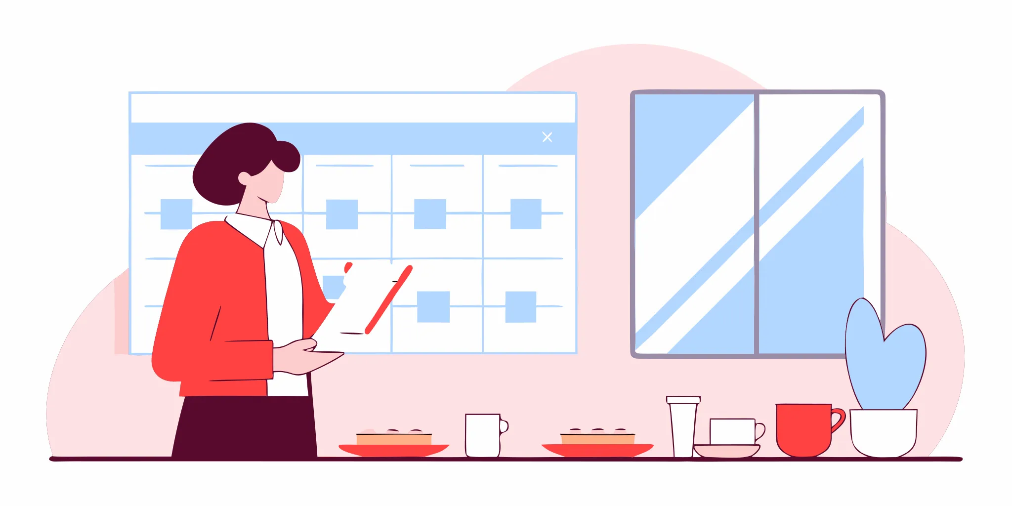 Executive assistant reviewing executive meeting catering details in a Portland office