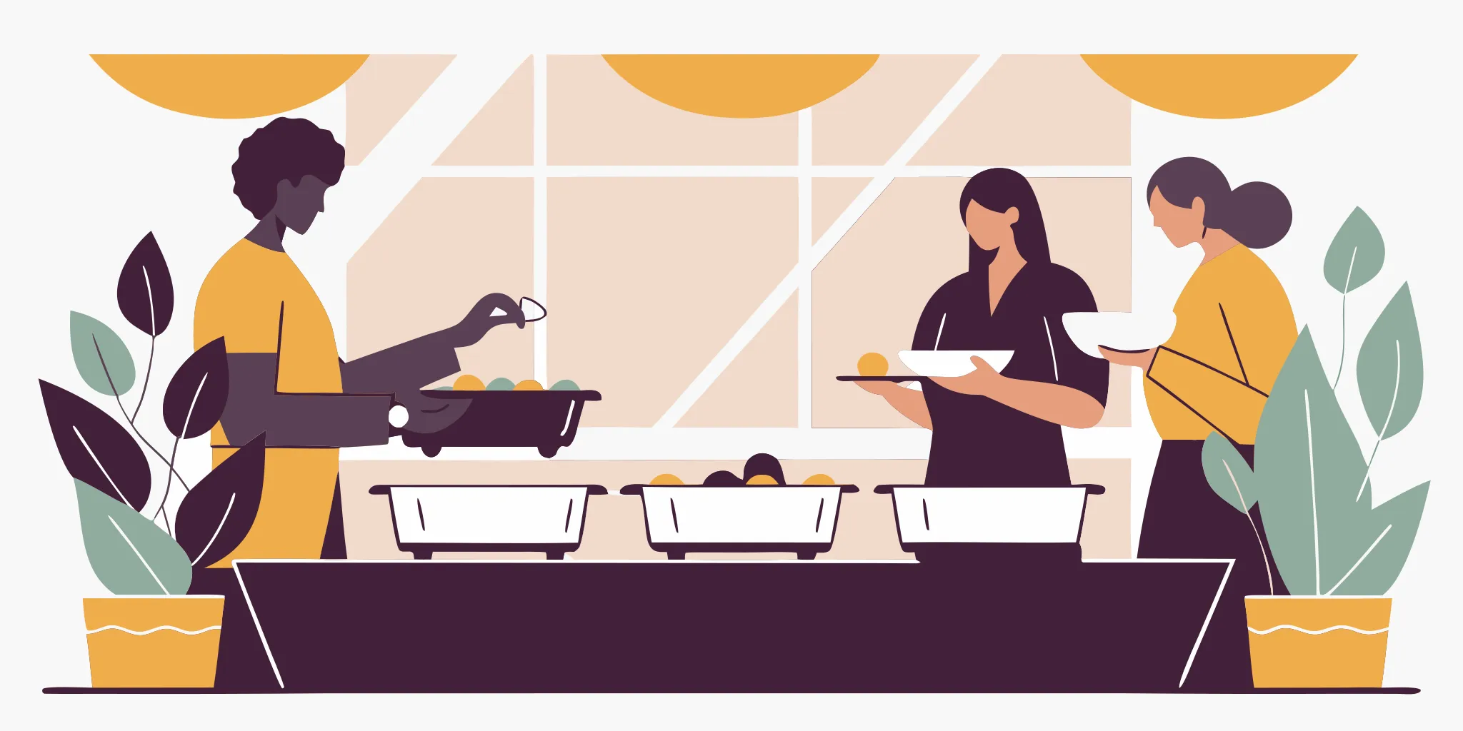 Organized corporate lunch catering setup for a Portland office team