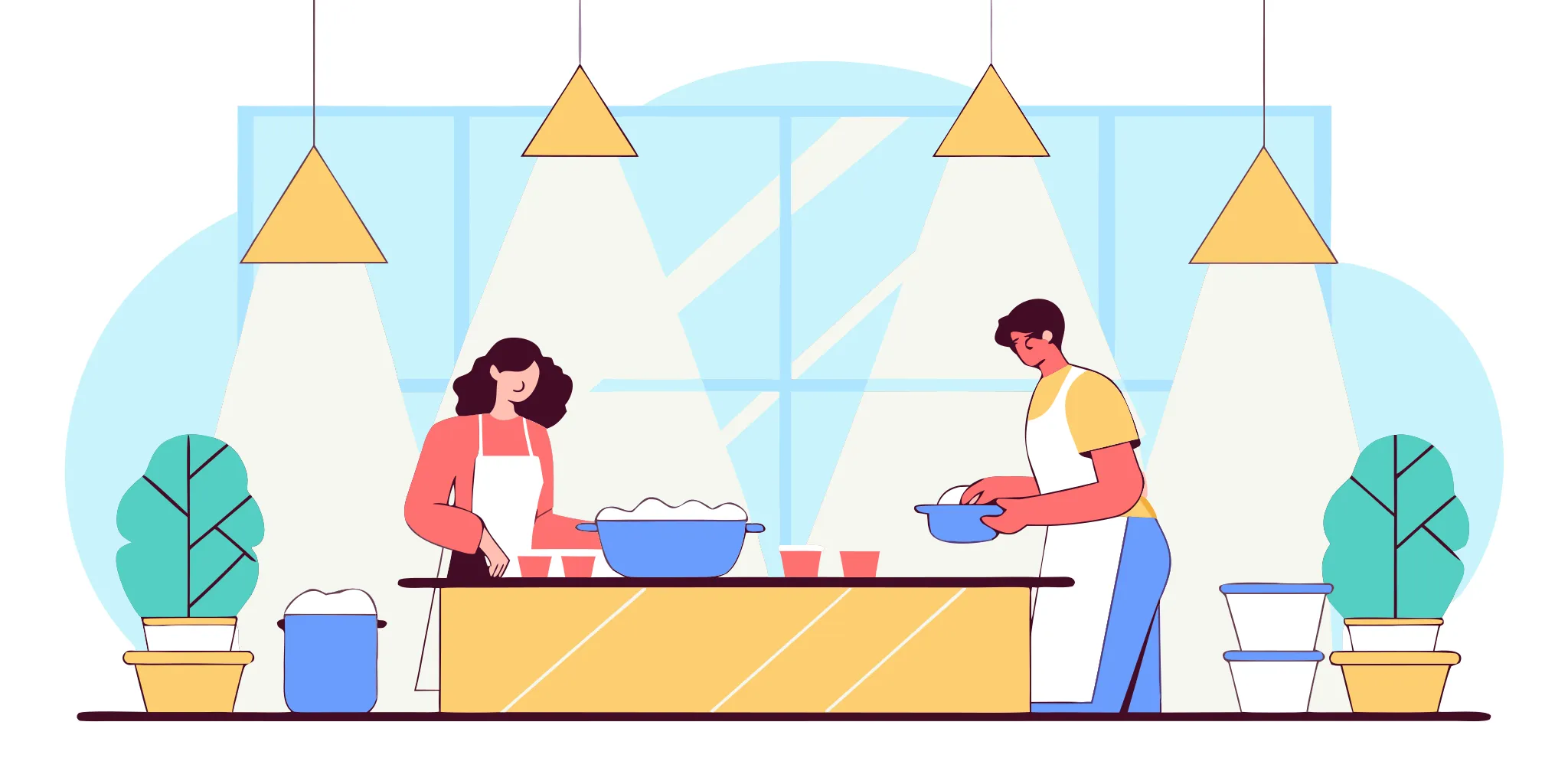 Office lunch catering setup with family-style dishes in a Portland workplace