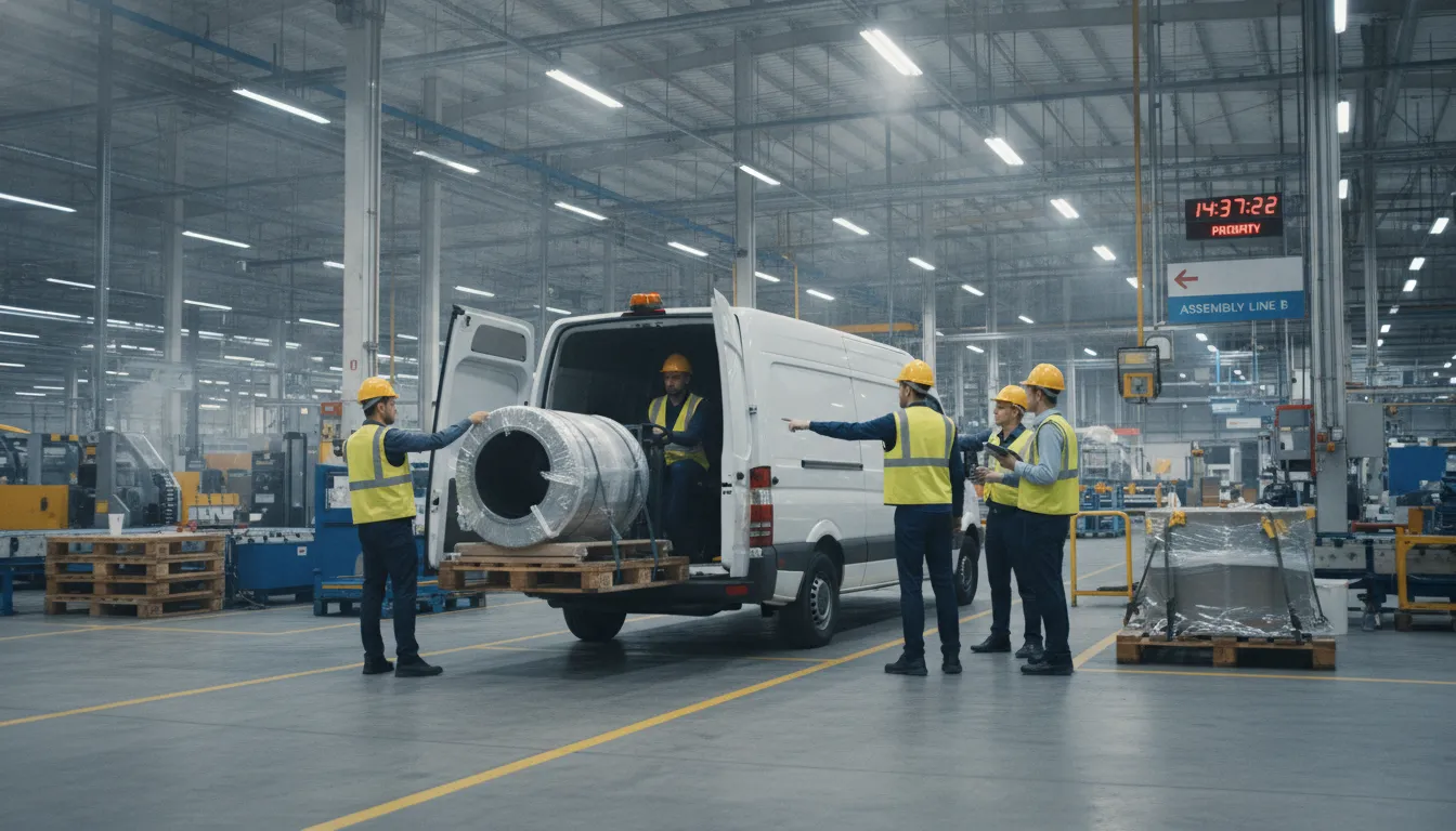 Expedited shipping delivery supporting production uptime