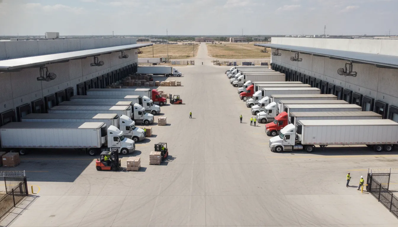 Secure cross dock transloading facility in Laredo for cross border logistics operations