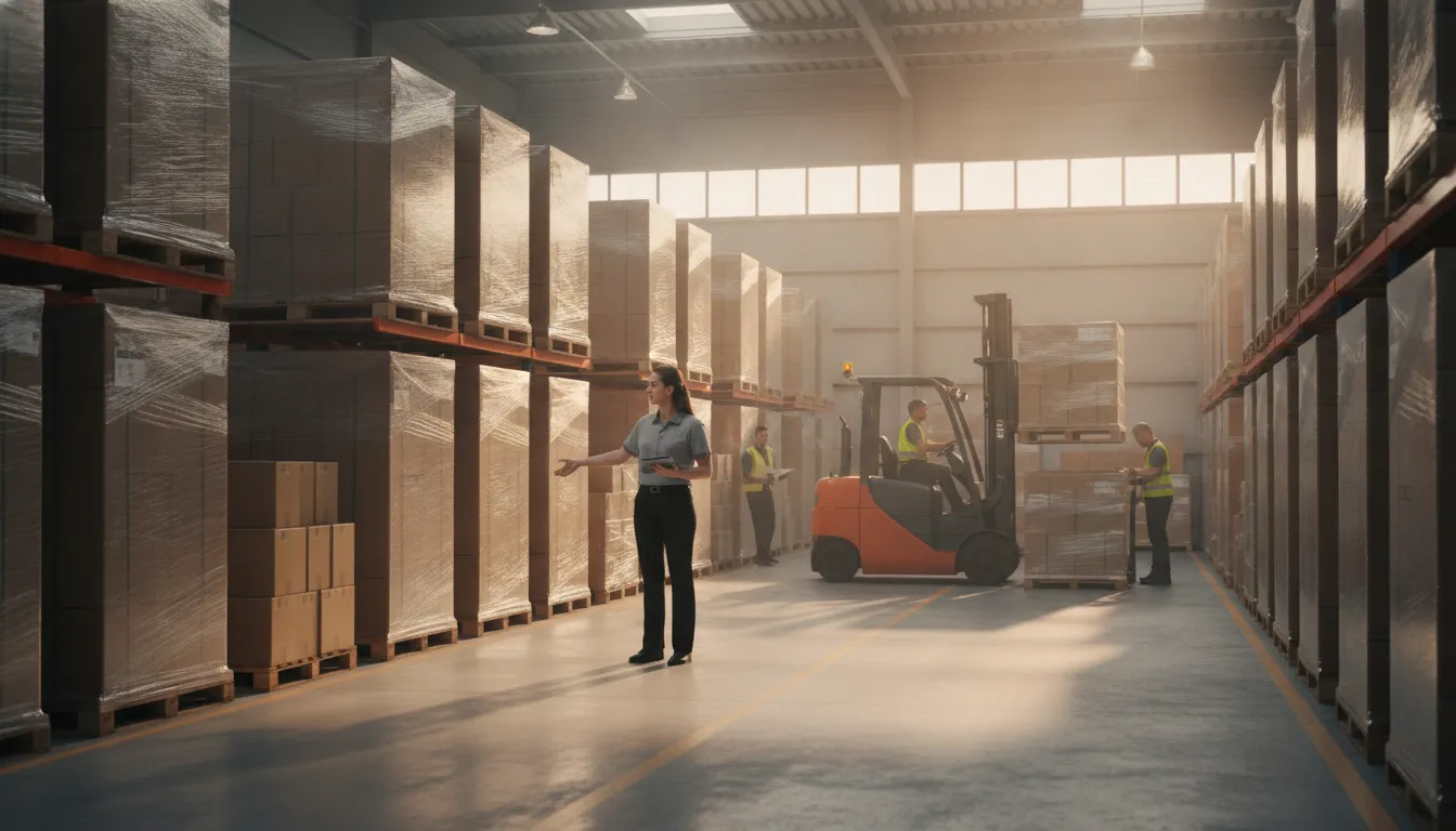 Logistics manager coordinating freight in a modern warehouse during a 3pl vs in house logistics comparison