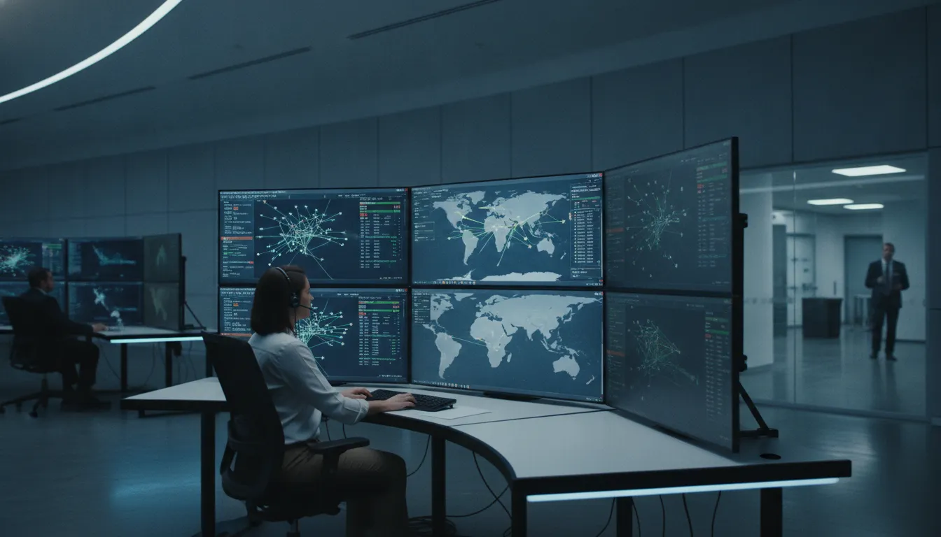 A professional logistics specialist monitoring real-time flight transit schedules and ground expedite routes.