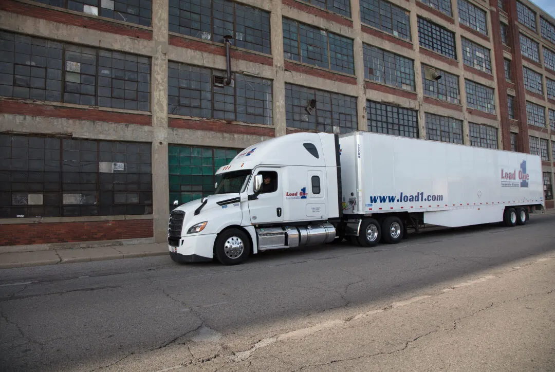 Load One truck at an industrial plant ready for same day freight shipping that protects production uptime
