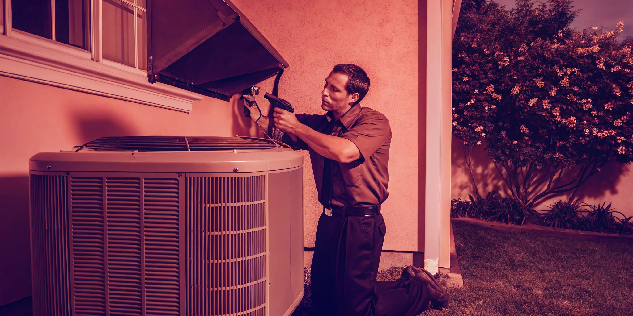 HVAC technician completing professional AC maintenance in North Texas