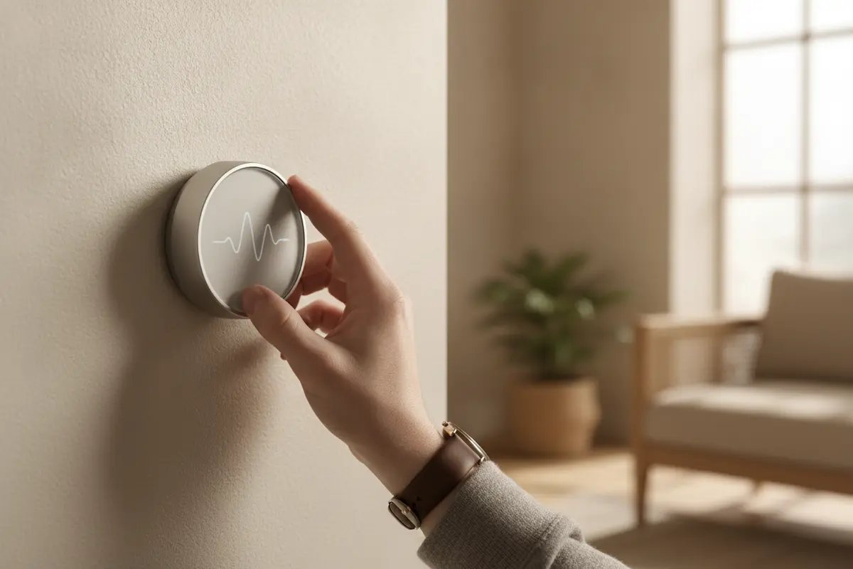 Homeowner adjusting a thermostat to manage air conditioning use