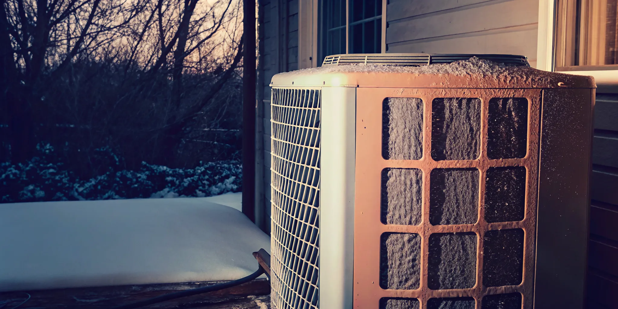Outdoor heat pump with light frost during a normal defrost cycle