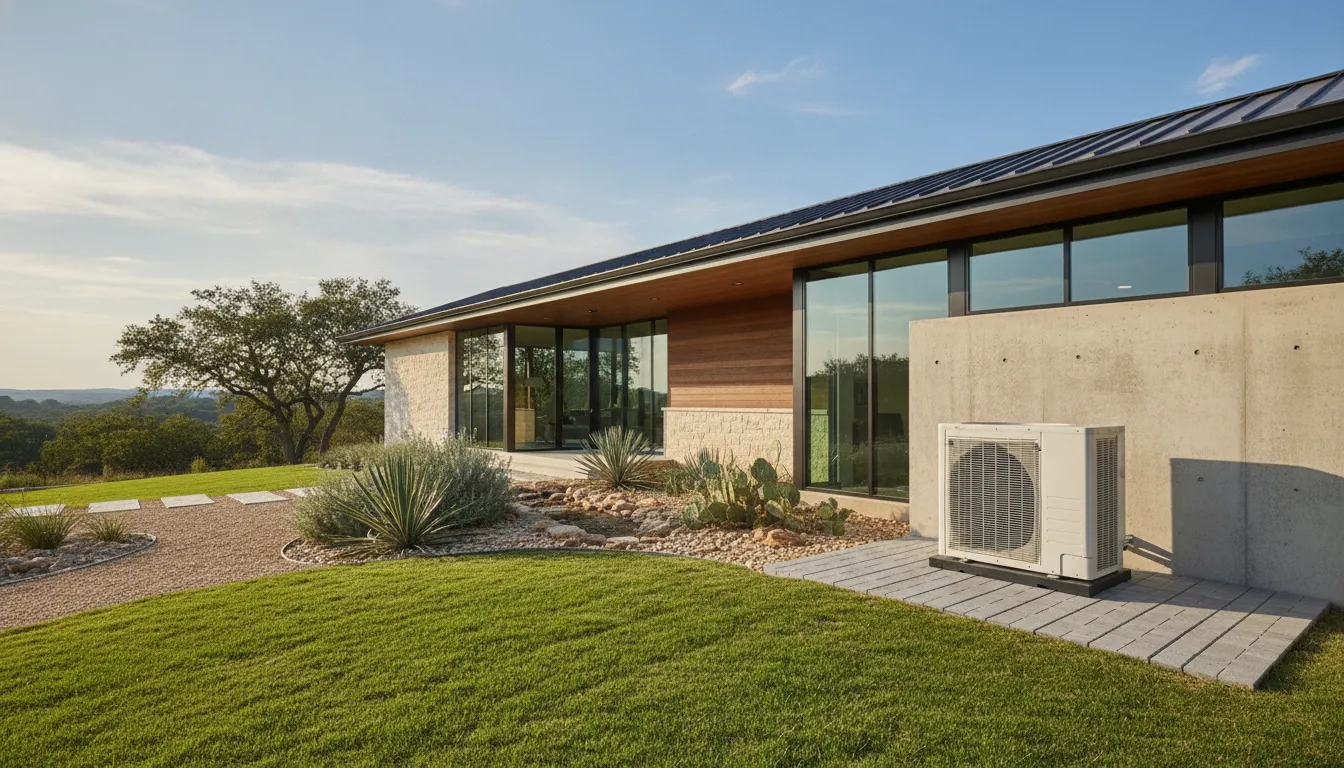 Ductless mini-split outdoor condenser with clear airflow at a DFW home