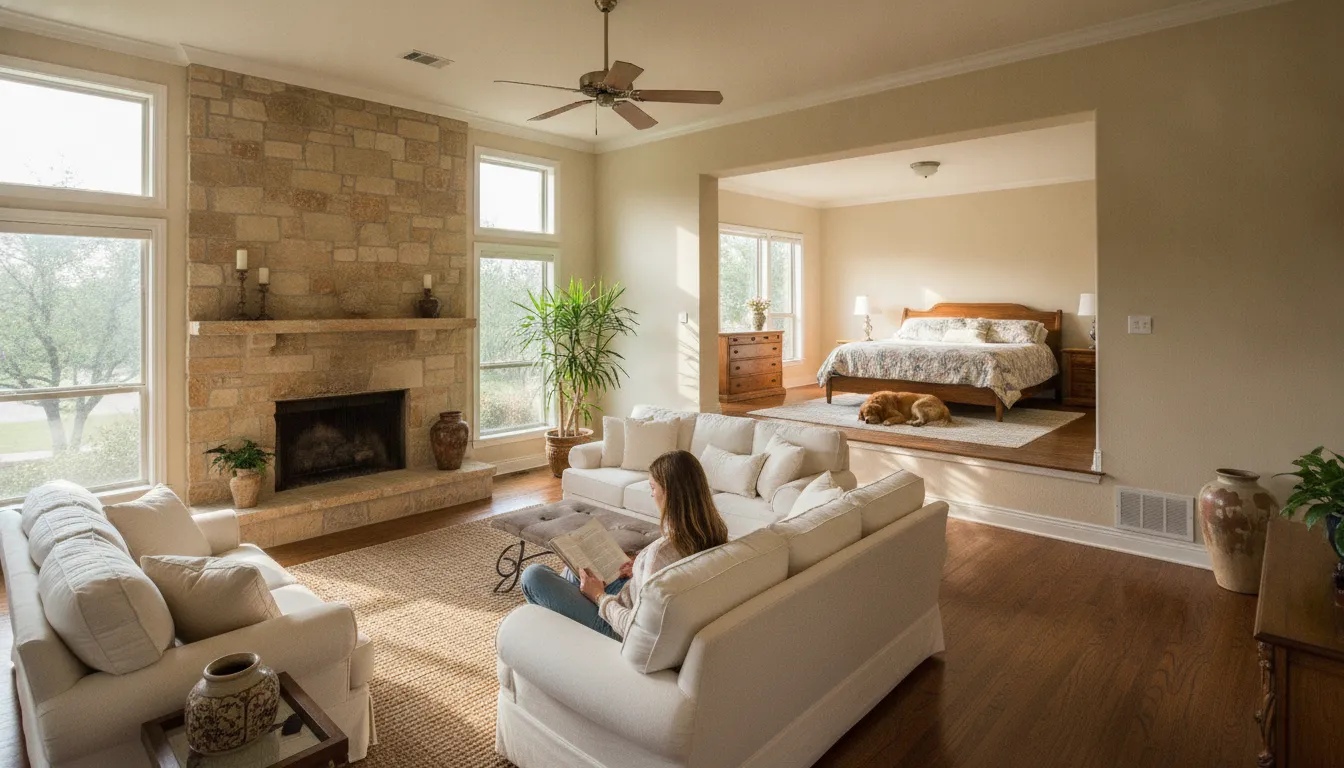 Two-story DFW home with separate upstairs and downstairs HVAC comfort areas