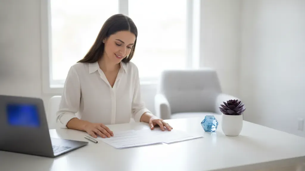 Homebuyer reviewing mortgage paperwork and rate information at a desk