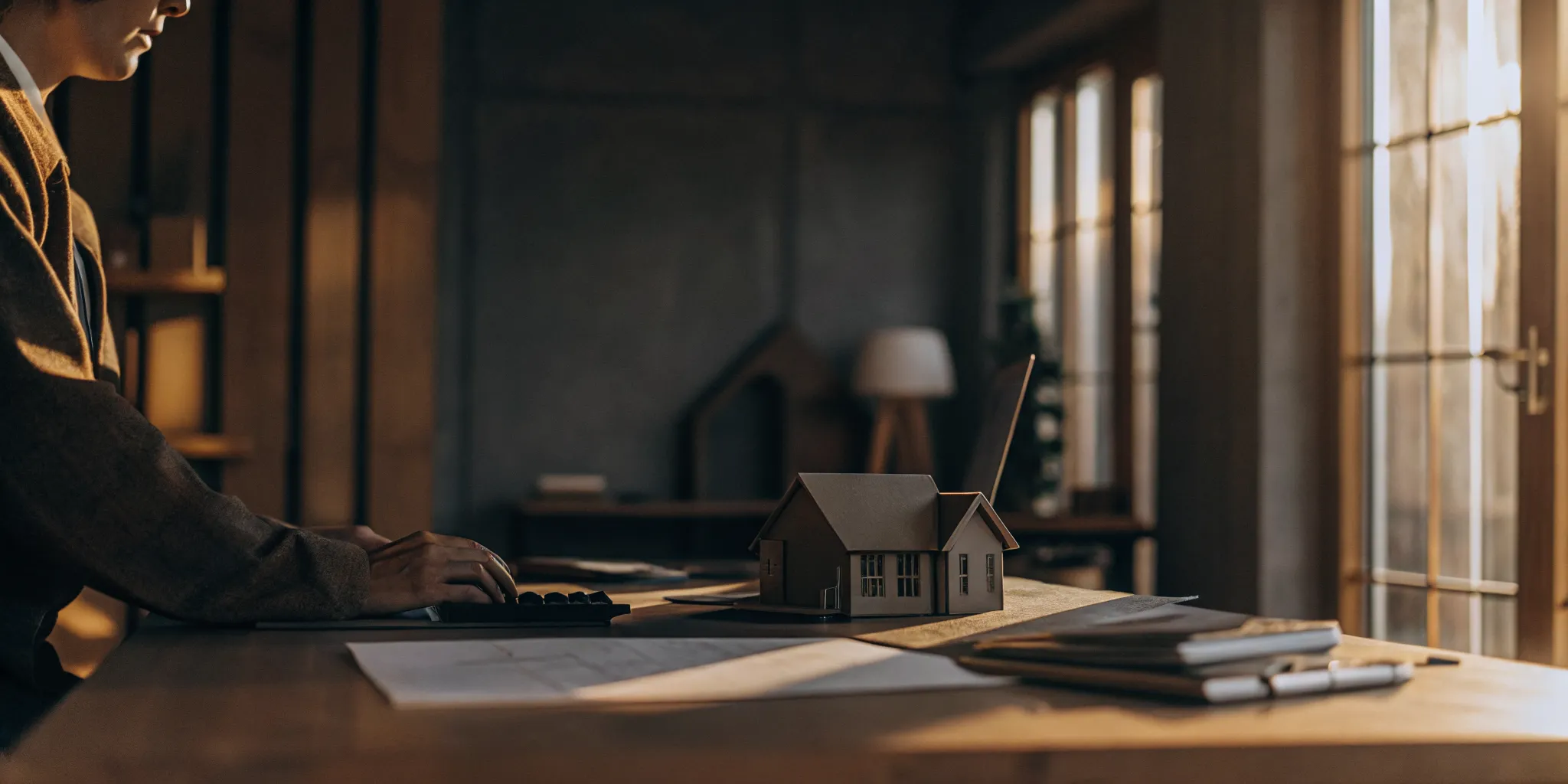 Real estate investor reviewing investment property mortgage rates and monthly payment calculations at a desk
