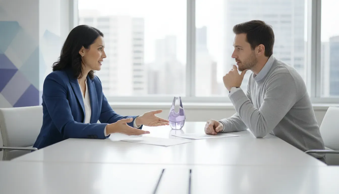 Borrower discussing upfront mortgage costs and monthly payment tradeoffs with a loan officer
