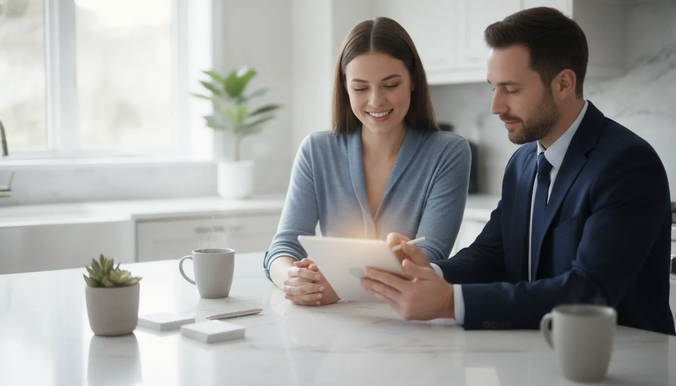 First-time homebuyer planning their mortgage budget and down payment with a loan officer