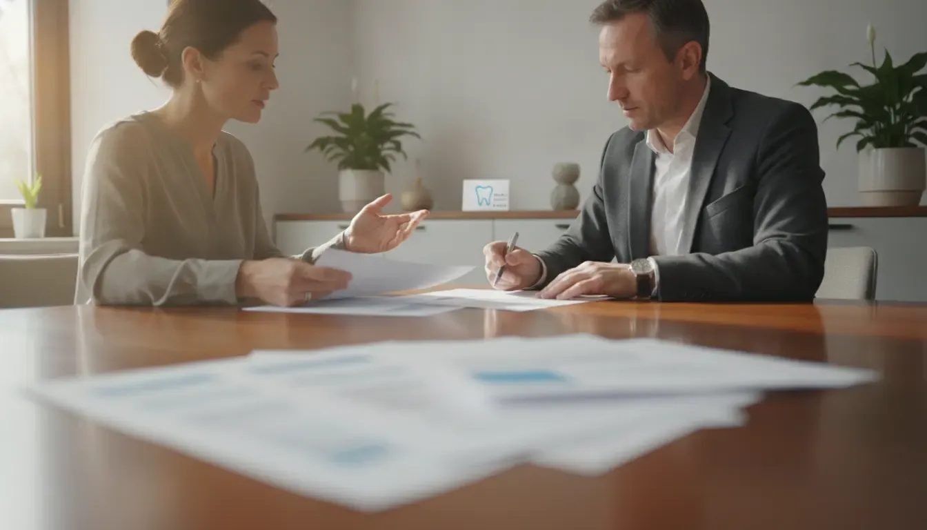 Patient reviewing dental insurance records with a benefits advisor