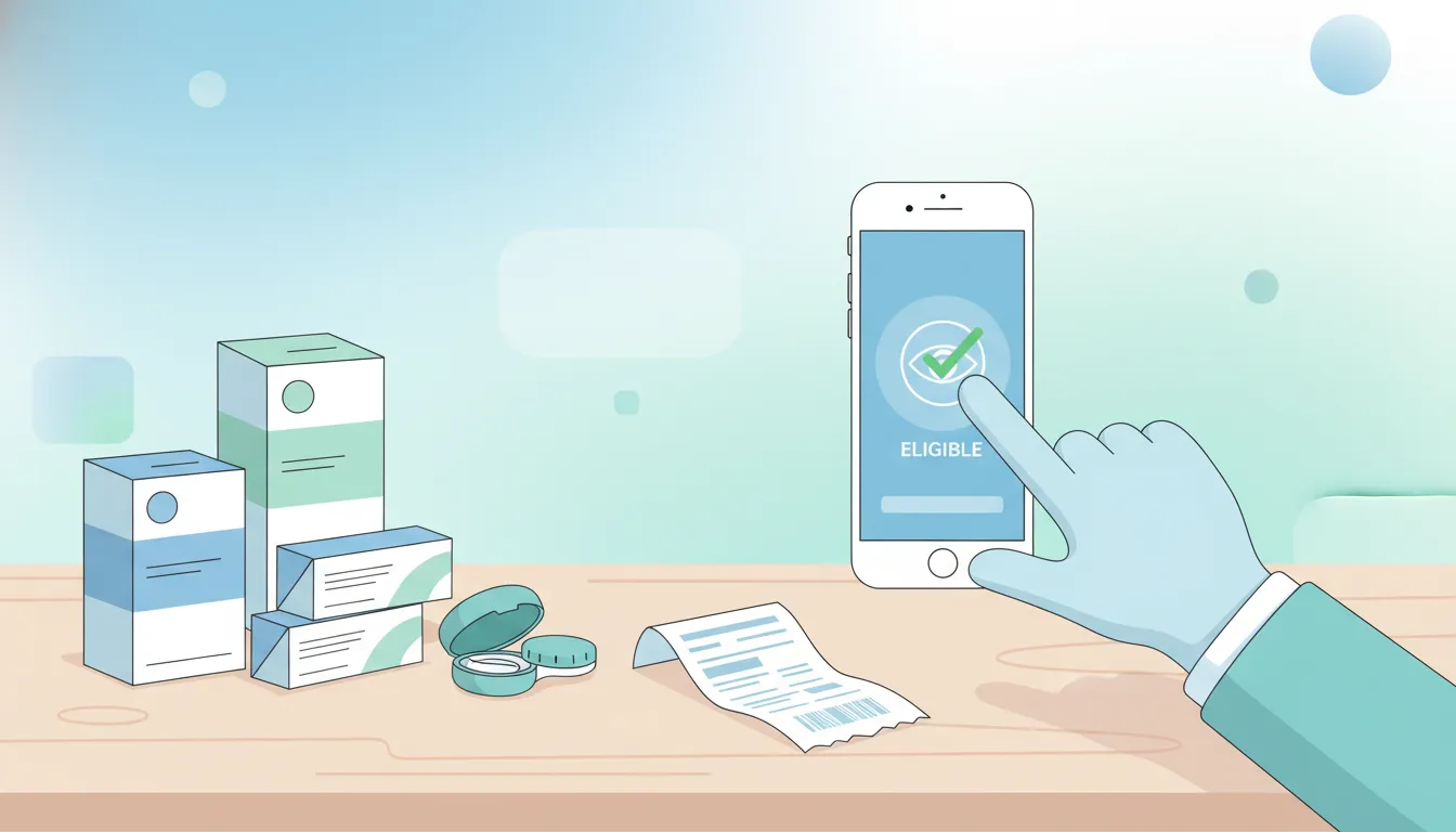 Contact lens receipt and FSA eligibility check on a phone