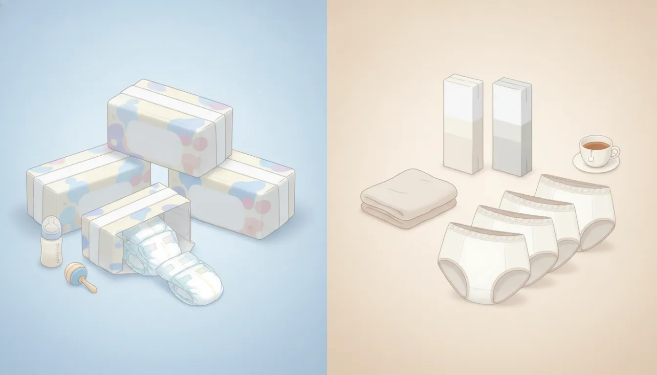 Comparison of regular baby diapers and absorbent adult incontinence briefs and their FSA eligibility