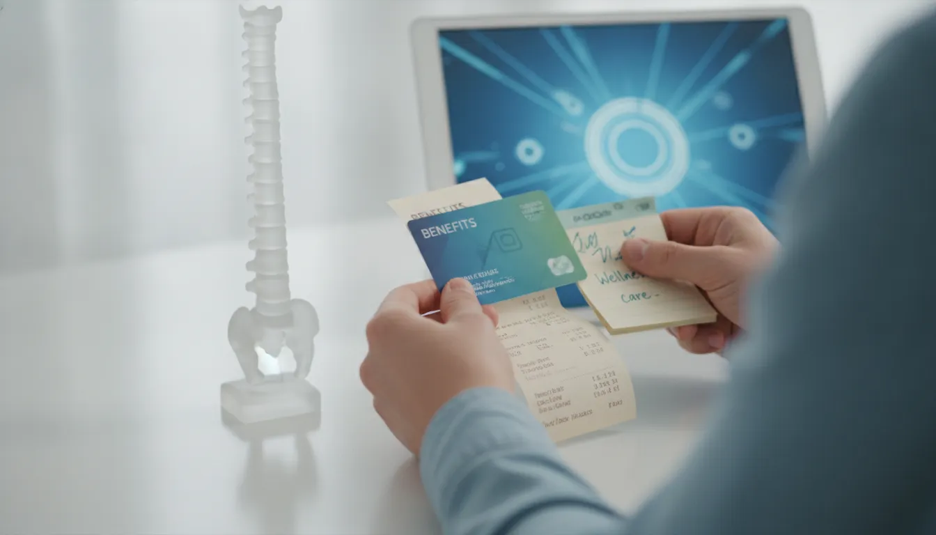 Benefits card and chiropractic receipt showing is chiropractic care HSA eligible documentation