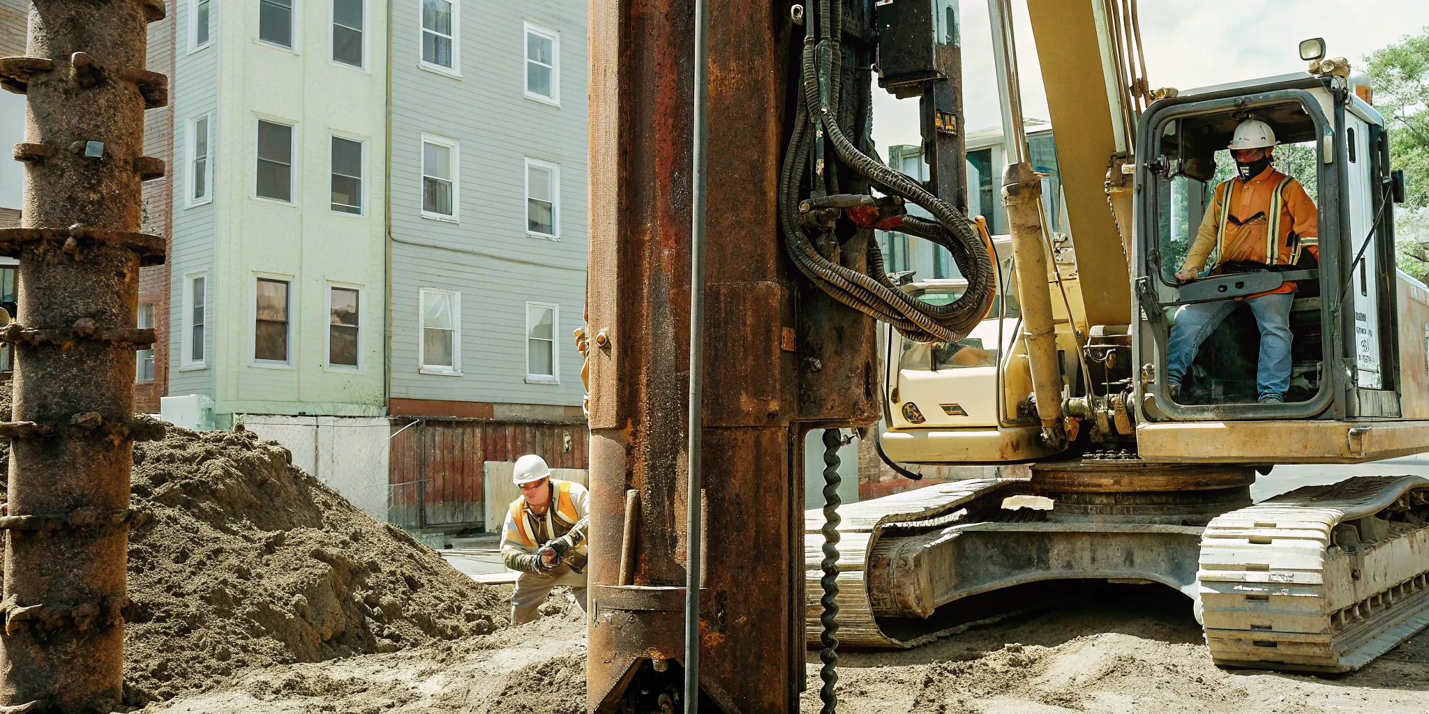 Massachusetts 4B hoisting license operator working beside a drill rig