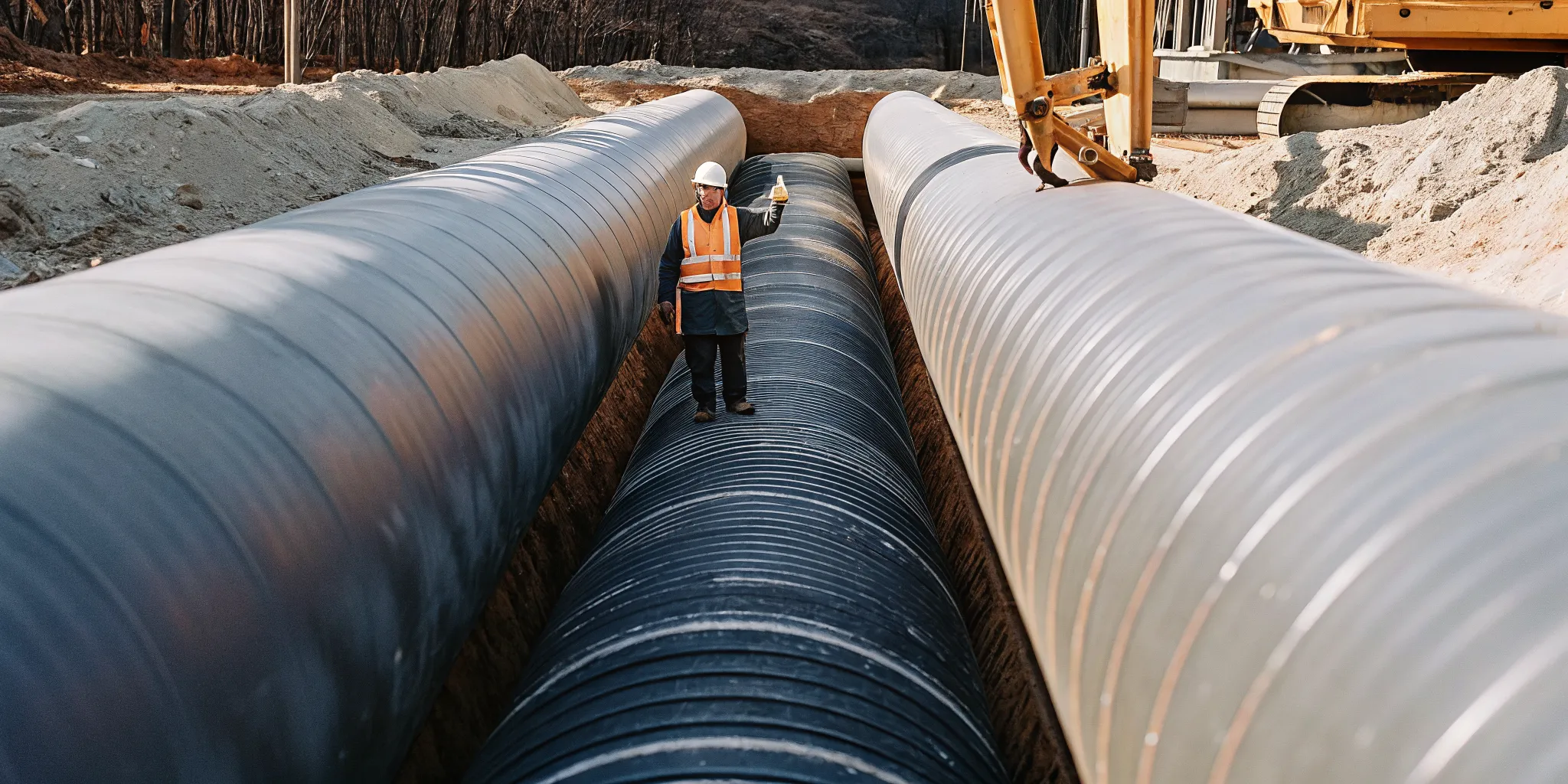 Operator inspecting pipeline side boom equipment before Massachusetts 4C license work