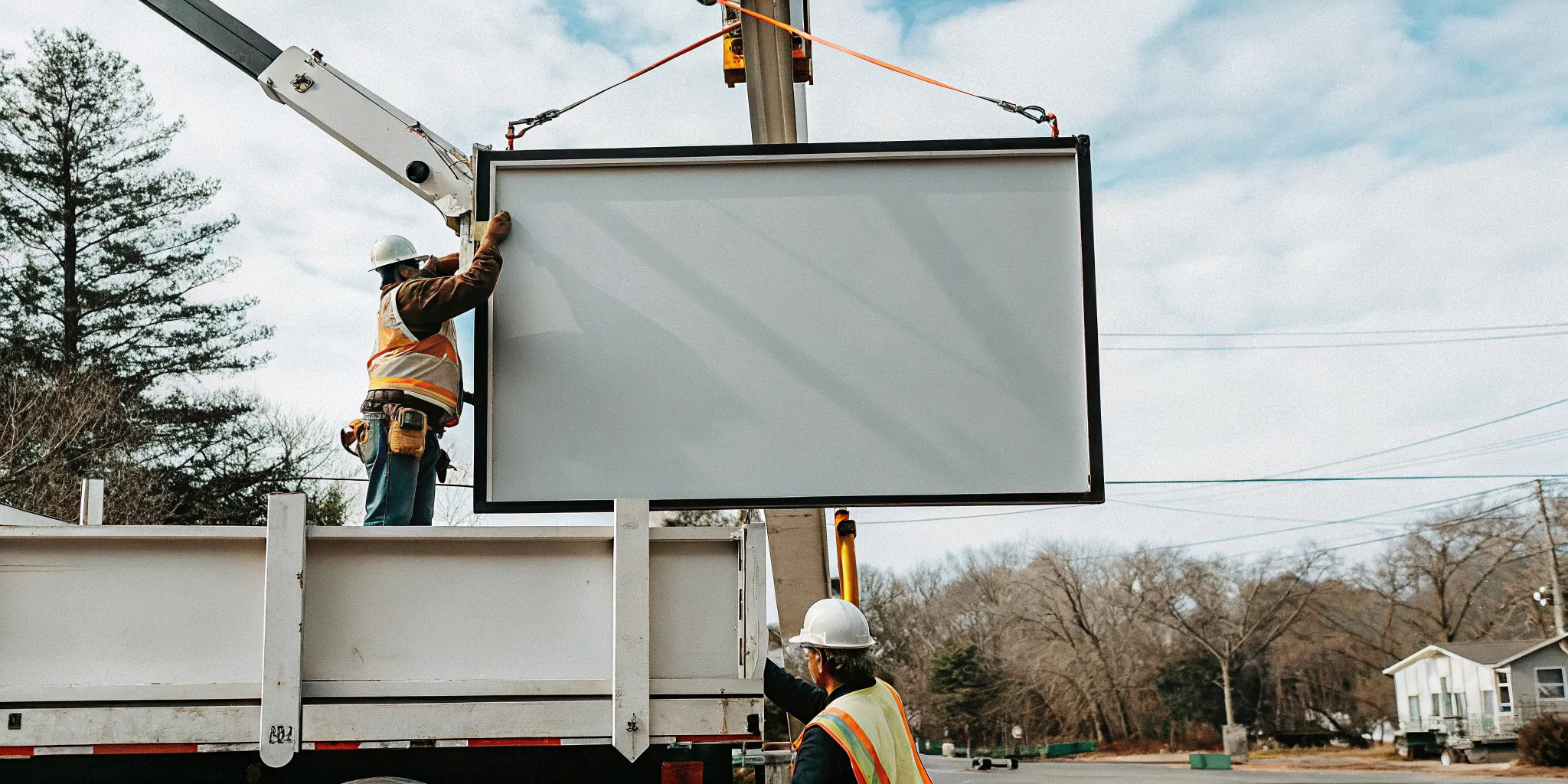 Licensed operator using sign hanging equipment covered by a Massachusetts 4F hoisting license