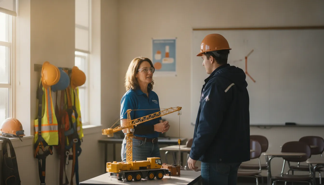 Hoisting instructor guiding a Massachusetts equipment operator