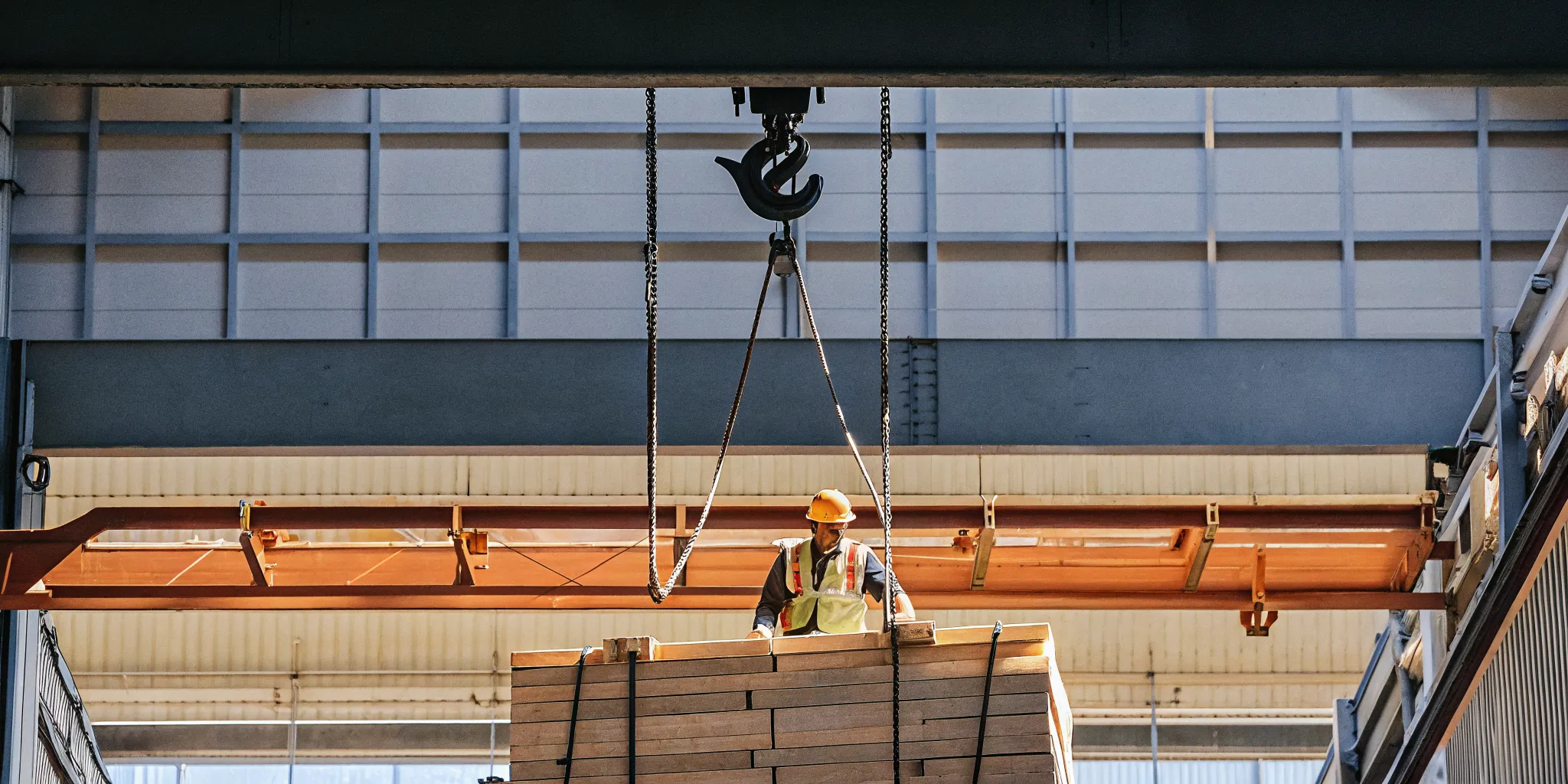 Operator working with a construction crane