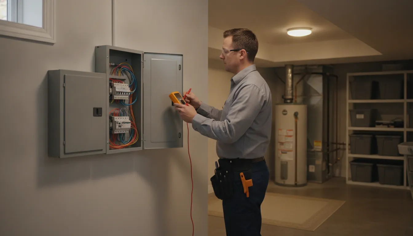 Home generator connected through a transfer switch to selected household electrical circuits